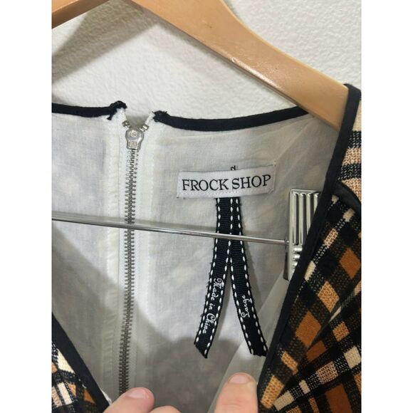 Frock Shop Plaid Fit & Flare Dress Large Rockabilly Retro Vintage 50s brown prep - Picture 4 of 5